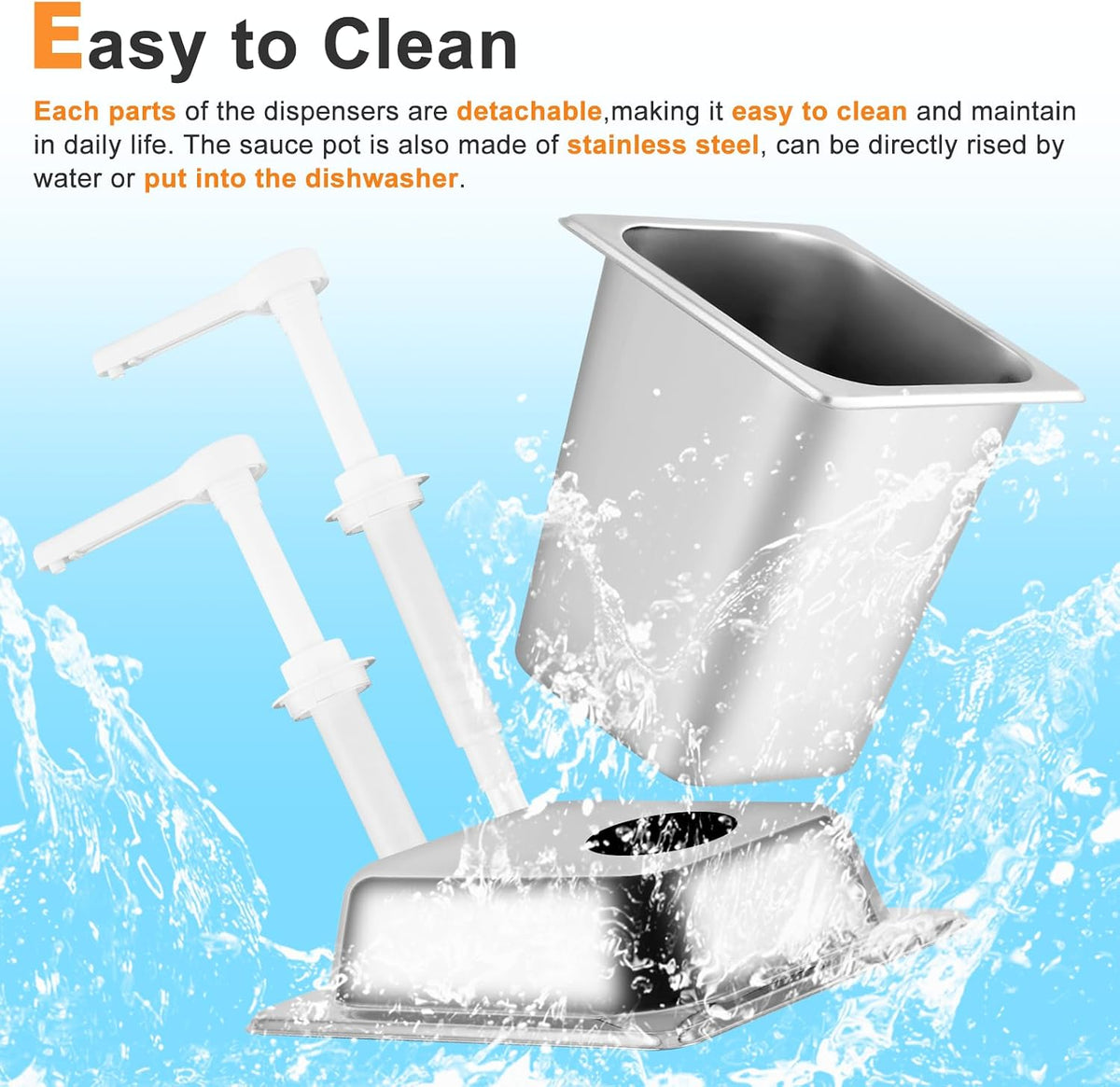 3.4Quart Sauce Pump Dispenser Stainless Steel Condiment Dispenser Pump Station Pump Dispenser for Syrup Ketchup