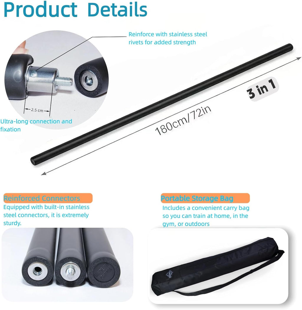 Collapsible Foam Padded Bo Staff 4ft / 6ft – Portable Martial Arts Training Staff for Safe Practice, Lightweight