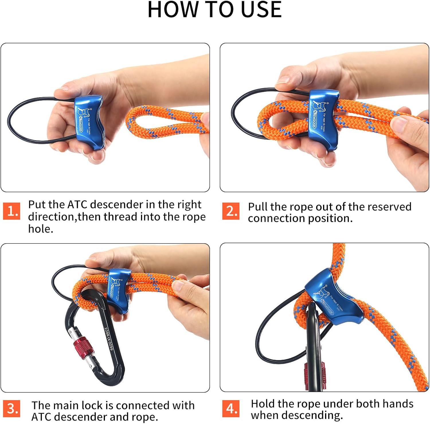 Climbing Abseiling Belay Device ATC Rappelling Descender 25KN V-grooved Equipment