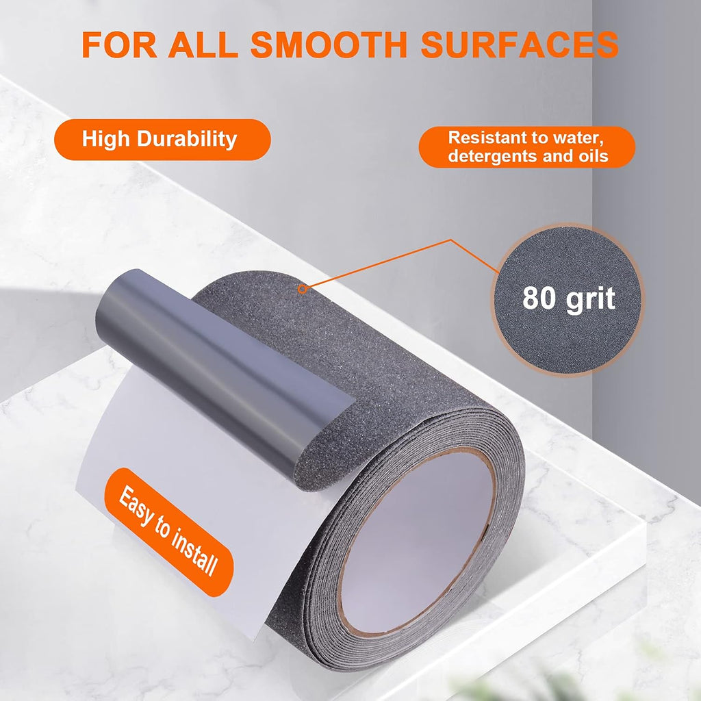 Anti Slip Tape, Waterproof Self Adhesive Grey 4"x32.8Ft Grip Tape