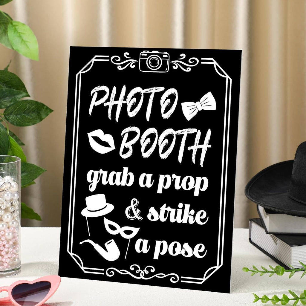 Photo Booth Sign with Stand Classic Retro Party Prop