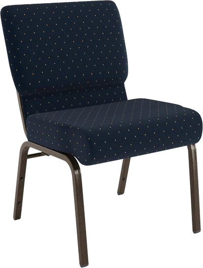 4 Pack HERCULES Series 21''W Stacking Church Chair in Navy Blue Dot Patterned Fabric - Gold Vein Frame