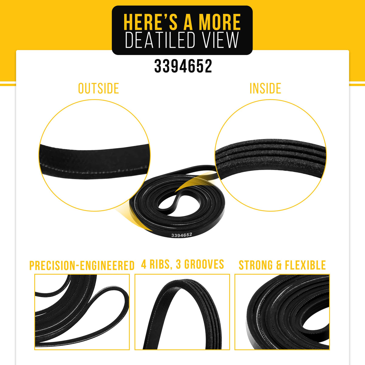 Dryer Drive Belt for Whirlpool LTG5243DQ0