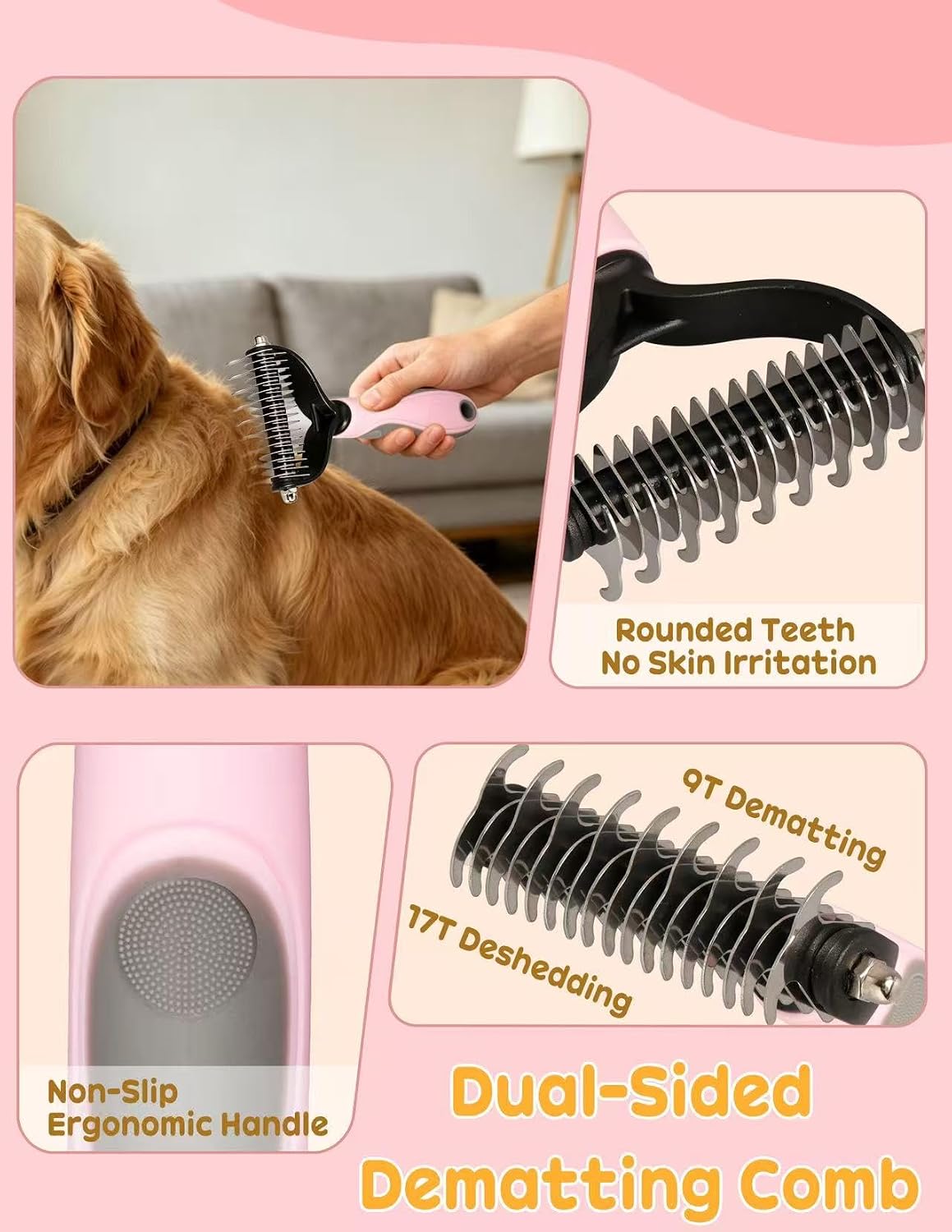 Dog Brush for Shedding 10 Pcs Set, Pet Grooming Kit Tools Pet Nail Clippers Nail Files Flea Comb, Pet Undercoat Long
