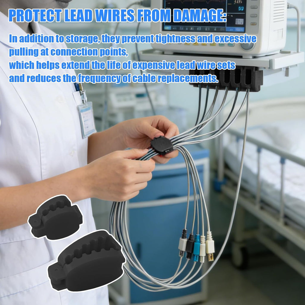 12-Lead Cable Organizer, 2PC Cord Holder, 4-Slot and 6-Slot Wire Organizer for ECG Leads & EKG Machines, Tangle-Free