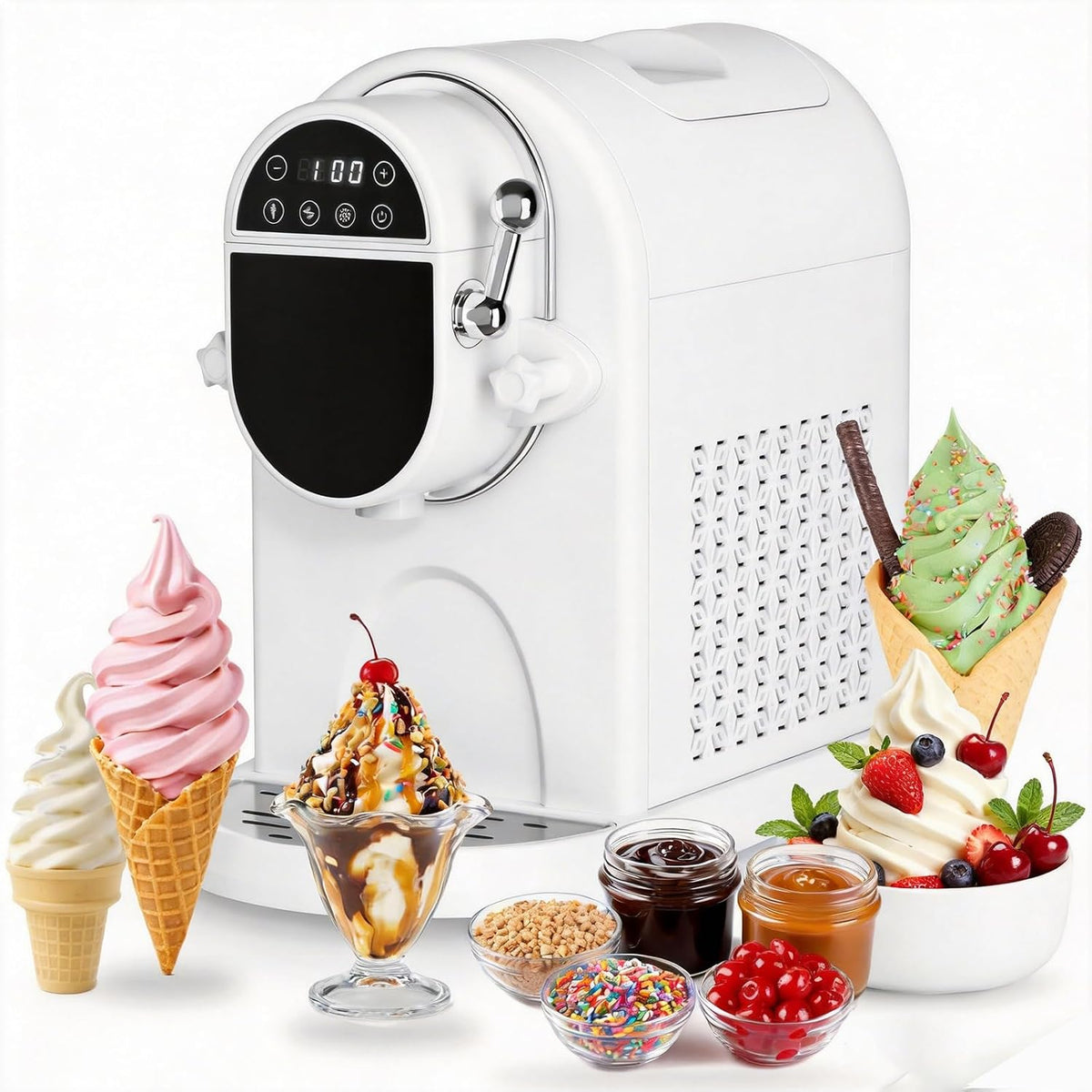 Countertop Soft Serve Ice Cream Machine 1.25Qt, No Pre-Freezing