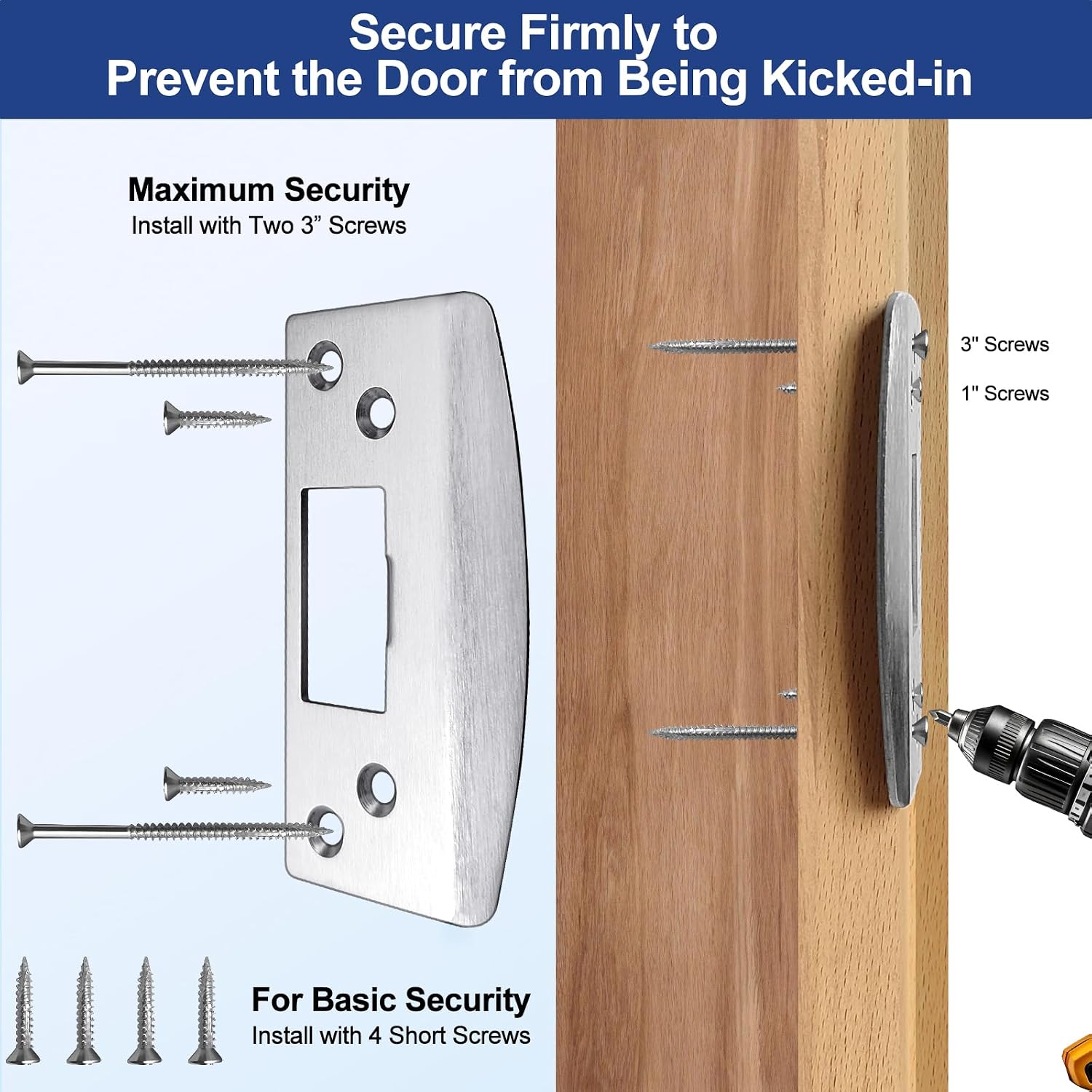 Oversized Door Strike Plate, Heavy Duty Version Reinforced Striker | Enlarged Hole/Opening, Fix Door won't Latch In