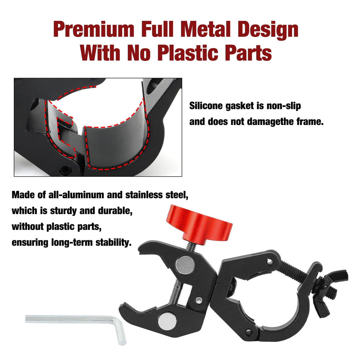 U-Lock Holder Clamp for Kryptonite, Metal Mount, Fits 0.94-1.3" Frames