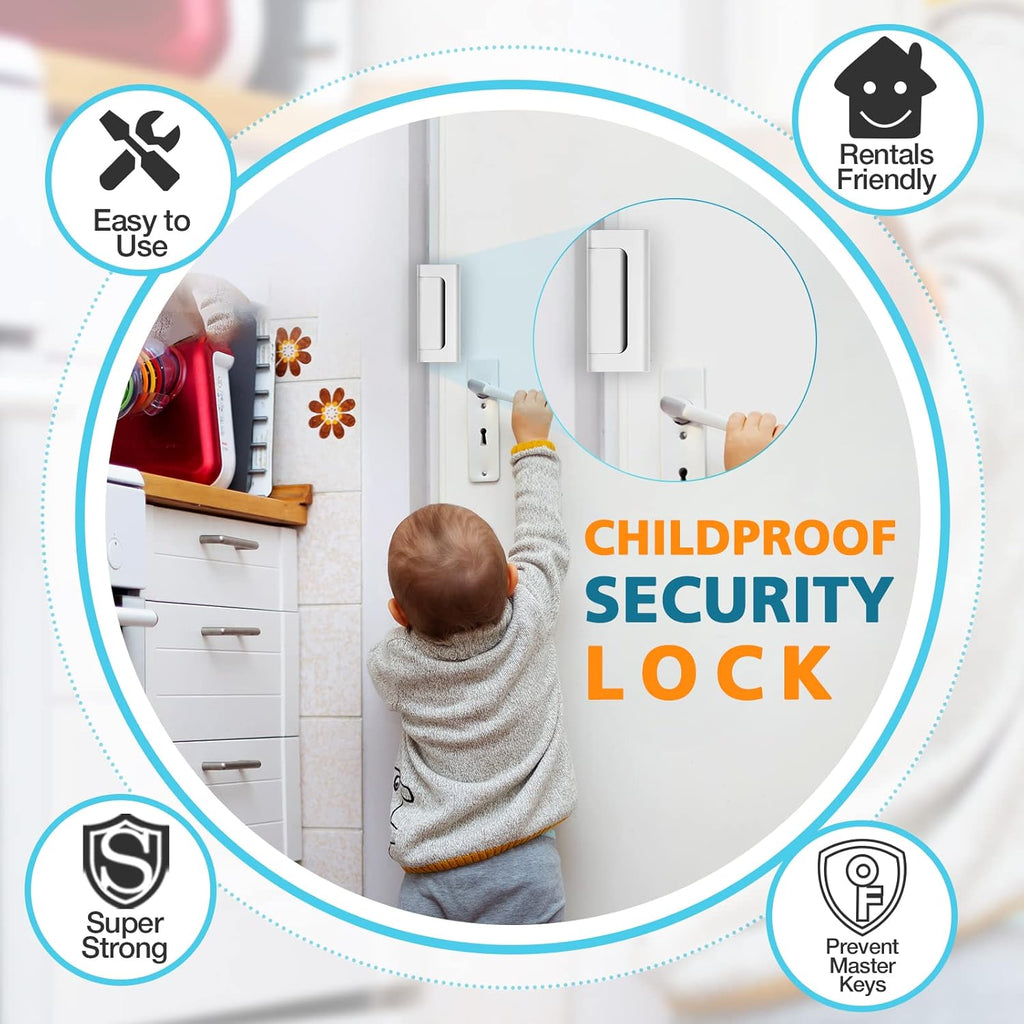 Door Lock for Front Door Kids Safety - Home Security Door Reinforcement Locks Child Proof for Doors Latches for Top