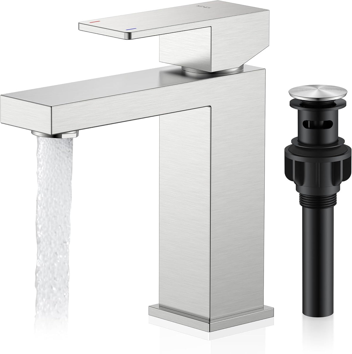 Brushed Nickel Bathroom Faucet 1 Hole, Single Handle Vanity Faucet