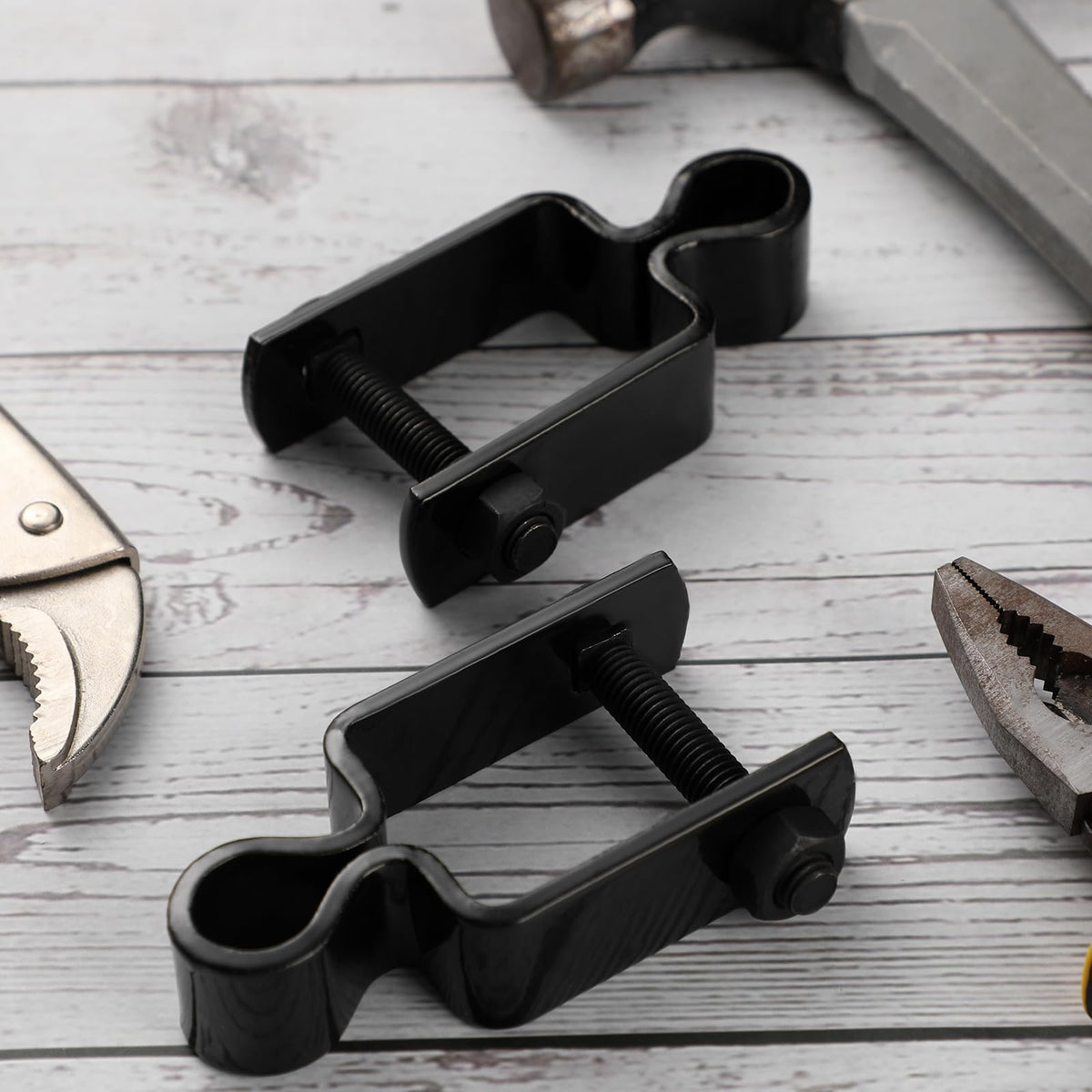 2 Pcs 1" x 1" Square Post Female Gate Hinges, Black