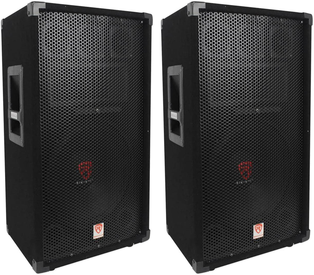 RSG12 12" 3-Way 8-Ohm Passive DJ Pro Audio PA Speaker, 2-Pack | 1000W Peak/500W RMS, SpeakON and 1/4" Inputs, Pole
