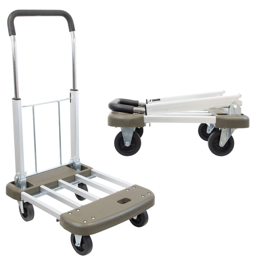 Foldable Push Cart, Utility Dolly Platform Cart, Adjustable Length, Folding Hand Truck, Portable Dolly for Moving