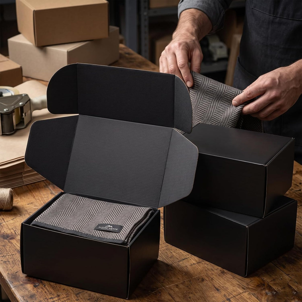 Black Shipping Boxes 12x9x6 Inches 16 Pack Corrugated Cardboard