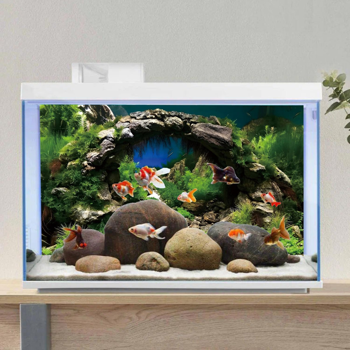 48x18 in Arch Stone Aquarium Backdrop Aquatic Plant Fish Tank Background