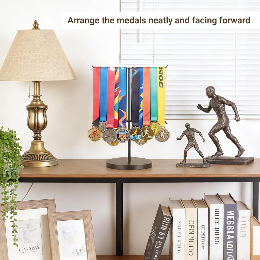 Medal Hanger Display Metal Medal Holder, 12x16 Inches, Black & Walnut | Race Award Medals Display Stand, Running