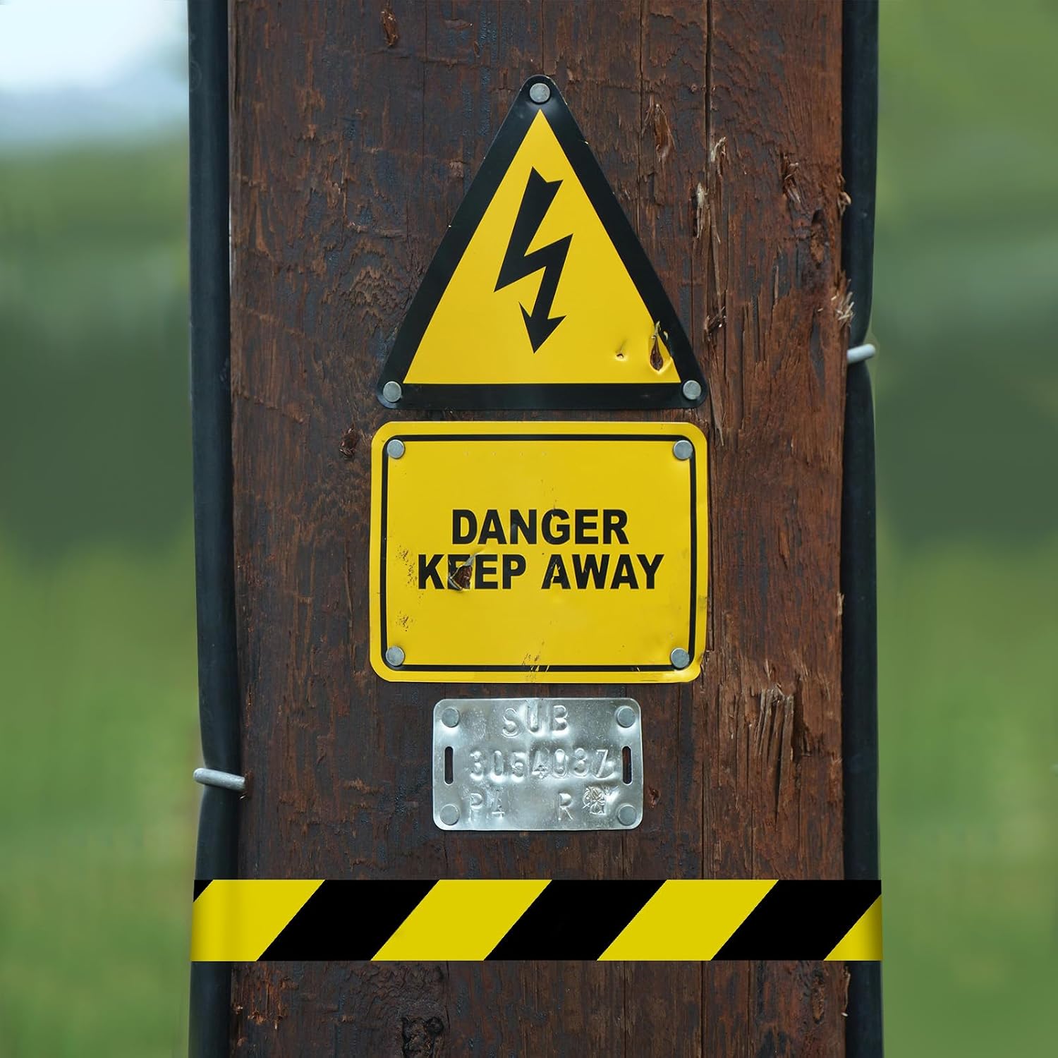 Hazard Warning Tape, Black & Yellow Safety Caution Tape - Strong Adhesive, No Residue, Flexible Hazard Tape for