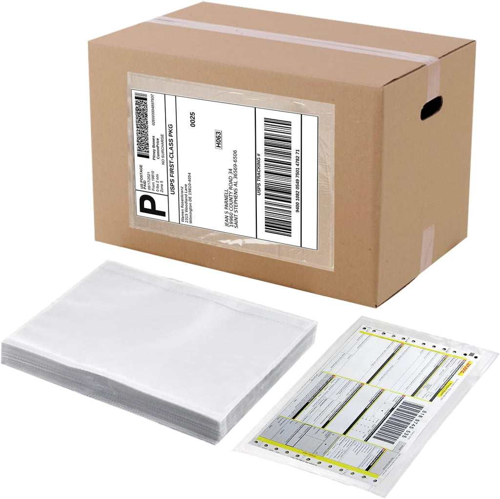 Packing List Envelopes, Clear 7.5" x 5.5" Self Adhesive Shipping Labels Envelope Pouches (100 PCS)