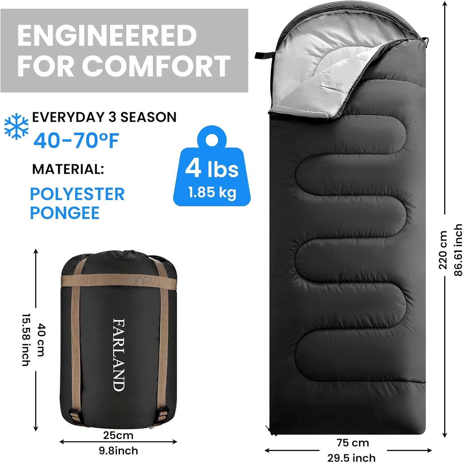Sleeping Bags for Adults, 3-4 Season, Lightweight, Camping | Camping, Water-resistant,Compression sack, Breathable