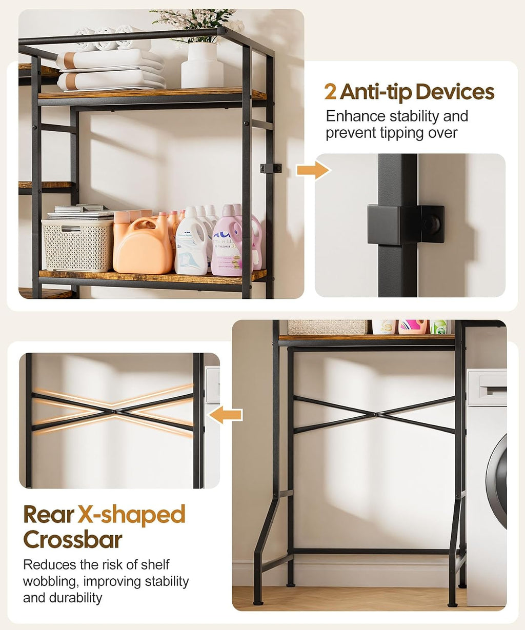 Over The Washer and Dryer Storage Shelf: 5-Tier Heavy Duty