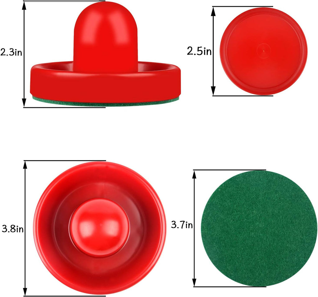 Air Hockey Pushers and Red Air Hockey Pucks, Goal Handles Paddles Replacement Accessories for Game Tables (4 Striker