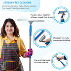 Window Squeegee with Scrubber Kit for Home Glasses Cleaning, 6 Ft Long