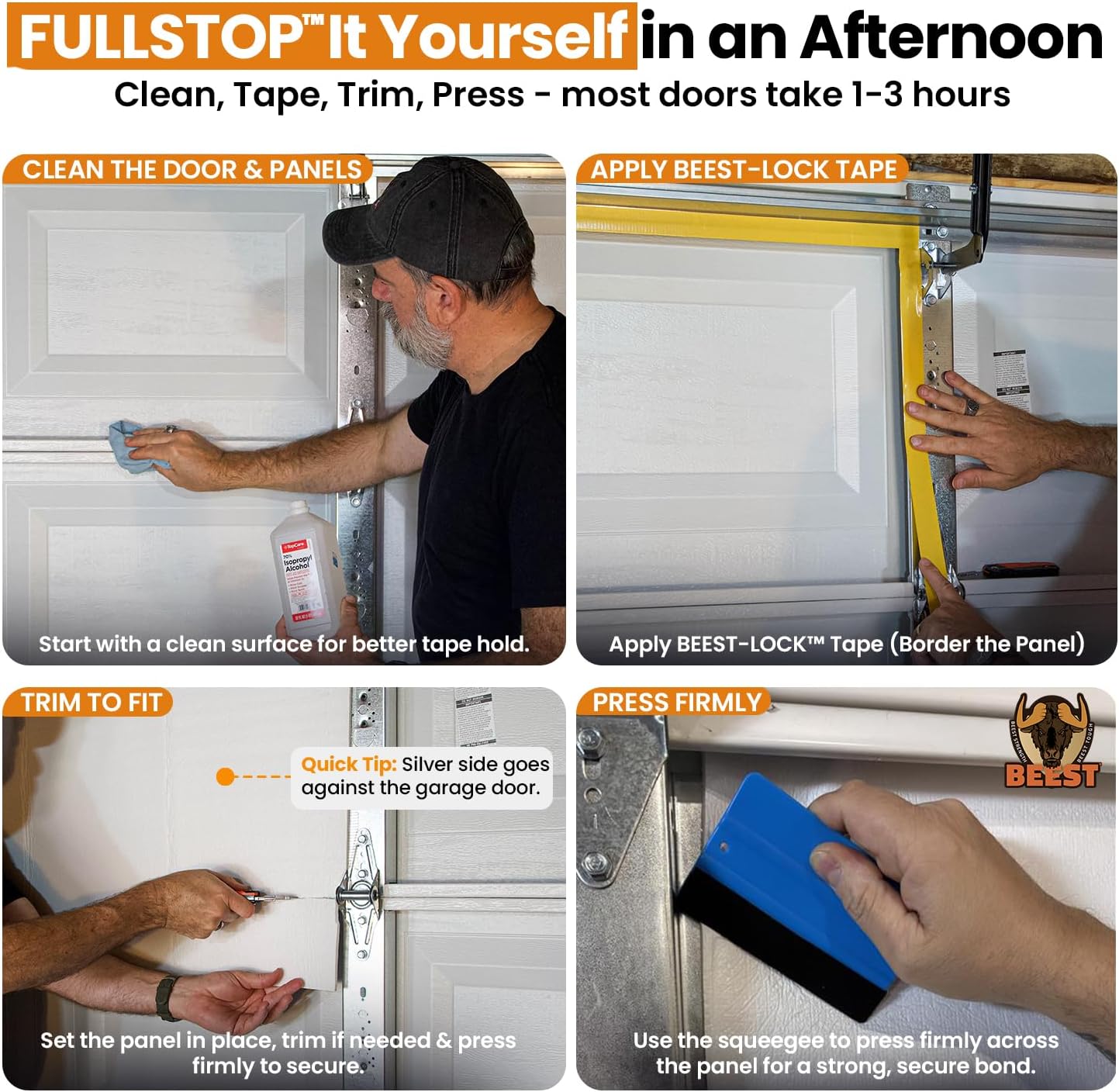 FULLSTOP Garage Door Insulation Kit - 16x7 & 16x8ft Double Garage Door Insulation Panels - 16 Pre-Cut 24x48 Foam-Core