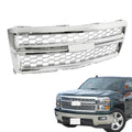 SEBLAFF Front Grille Upper Silver Replacement for S-ilverado 1500