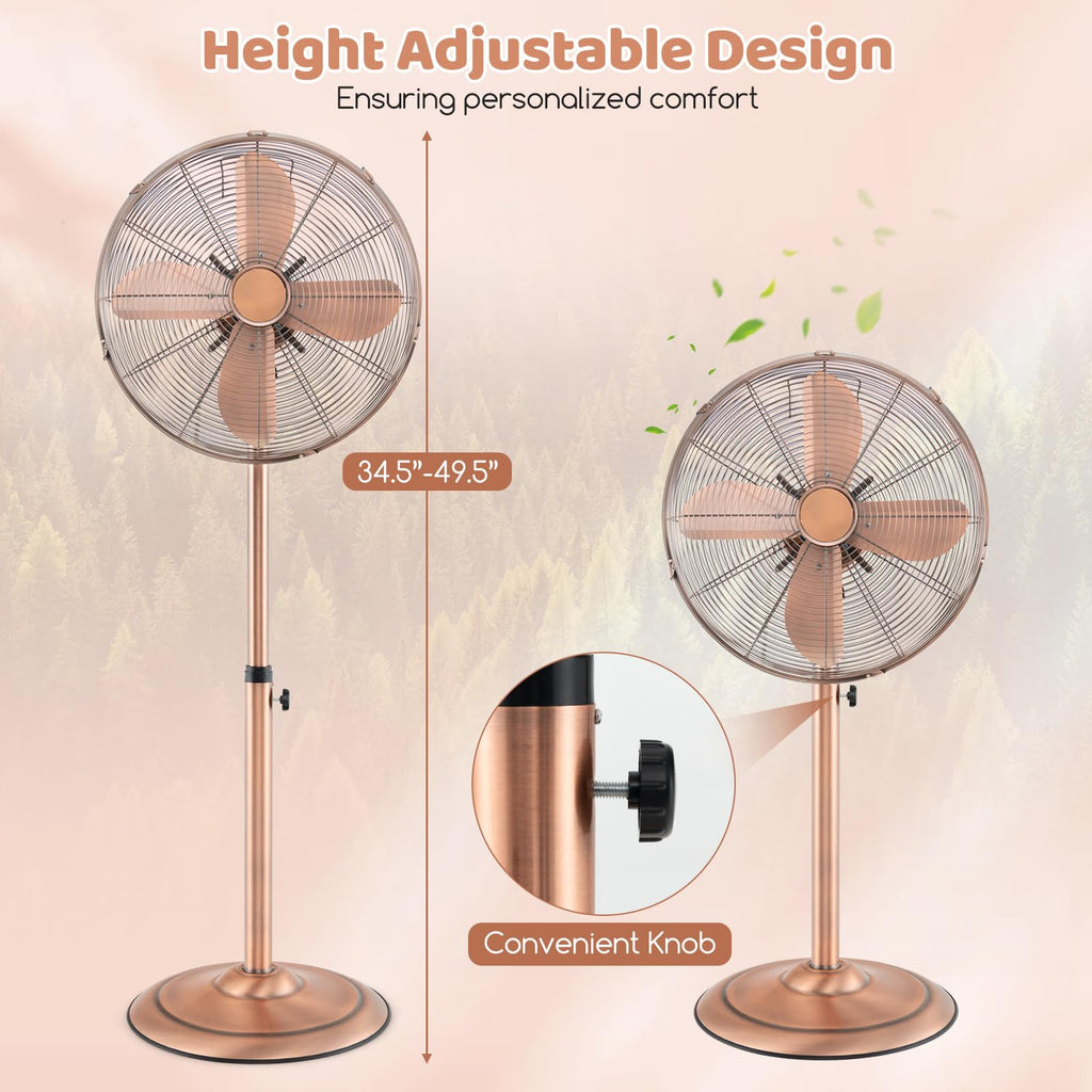 16" High-Velocity Metal Pedestal Fan with Adjustable Height