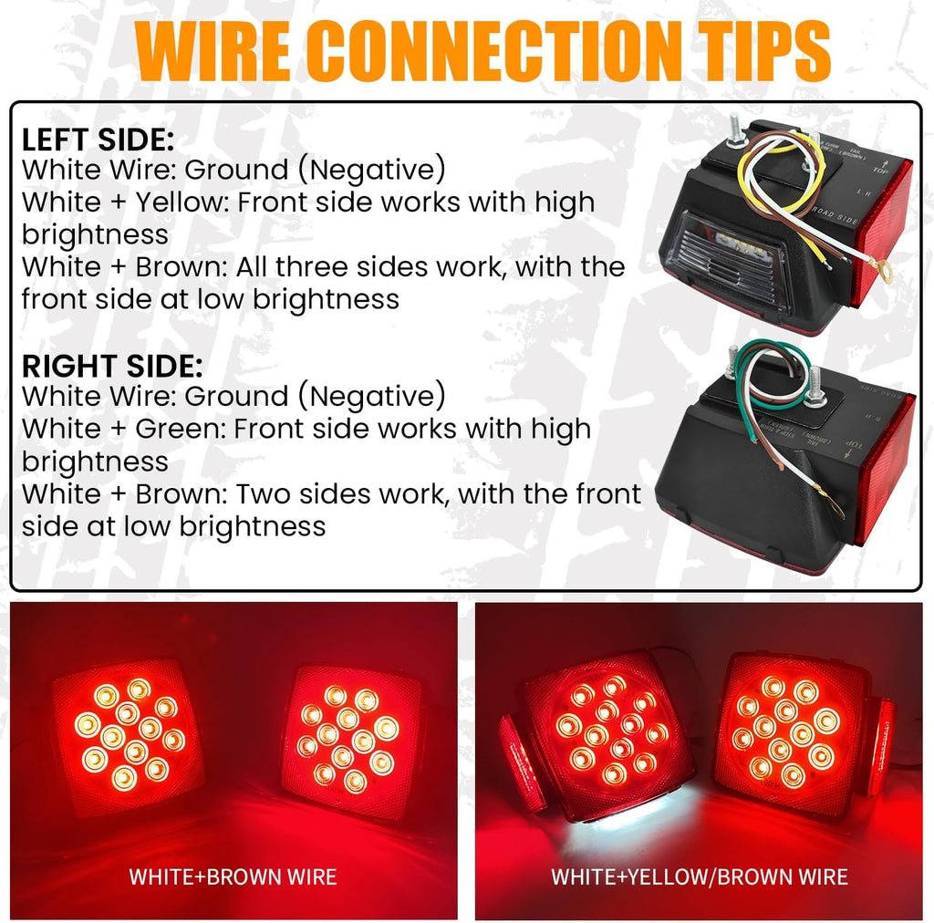 12V LED Trailer Light Kit, Super Bright Submersible Boat Trailer Lights, Utility Brake Turn Tail Lights for Camper