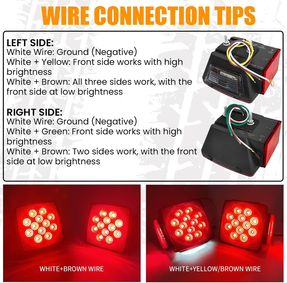 12V LED Trailer Light Kit, Super Bright Submersible Boat Trailer Lights, Utility Brake Turn Tail Lights for Camper