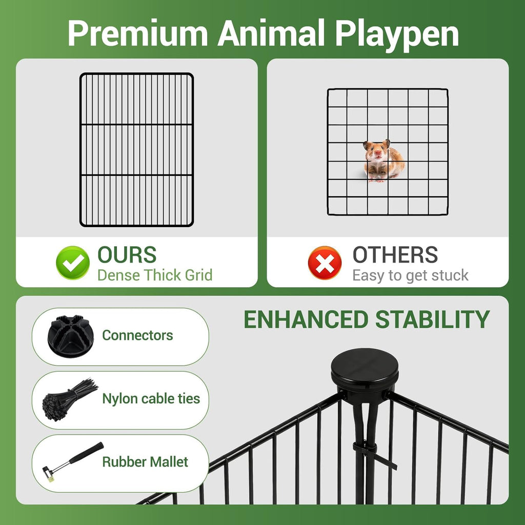 28 Panels Guinea Pig Cages, 48" x 24" x 28" Small Animal Playpen | Portable Metal Rabbit Bunny Cage with Waterproof
