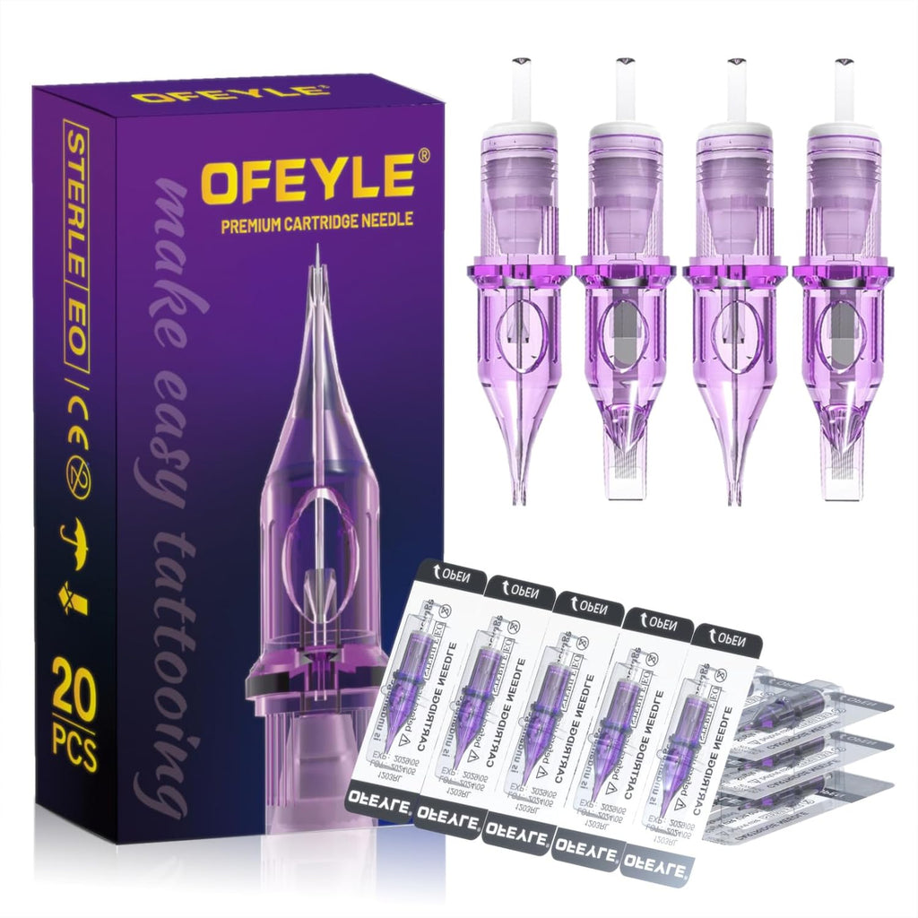 Tattoo Cartridge Needles 20Pcs Assorted Mixed Sizes Round Liner Shader Magnum - 5 Pcs each of Standard 3RL 5RL 7RM