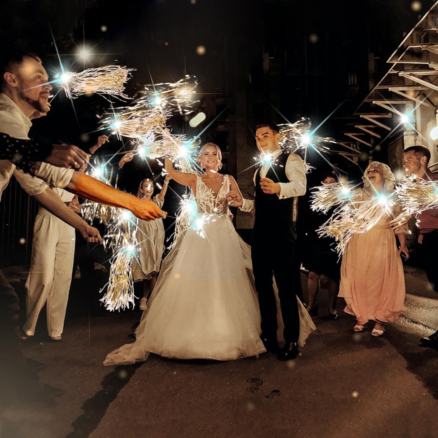 Drixbor 24 PCS Light Up Wedding Wands - LED Tinsel Streamers for Wedding Send Off & Grand Entrance, Party Favors for
