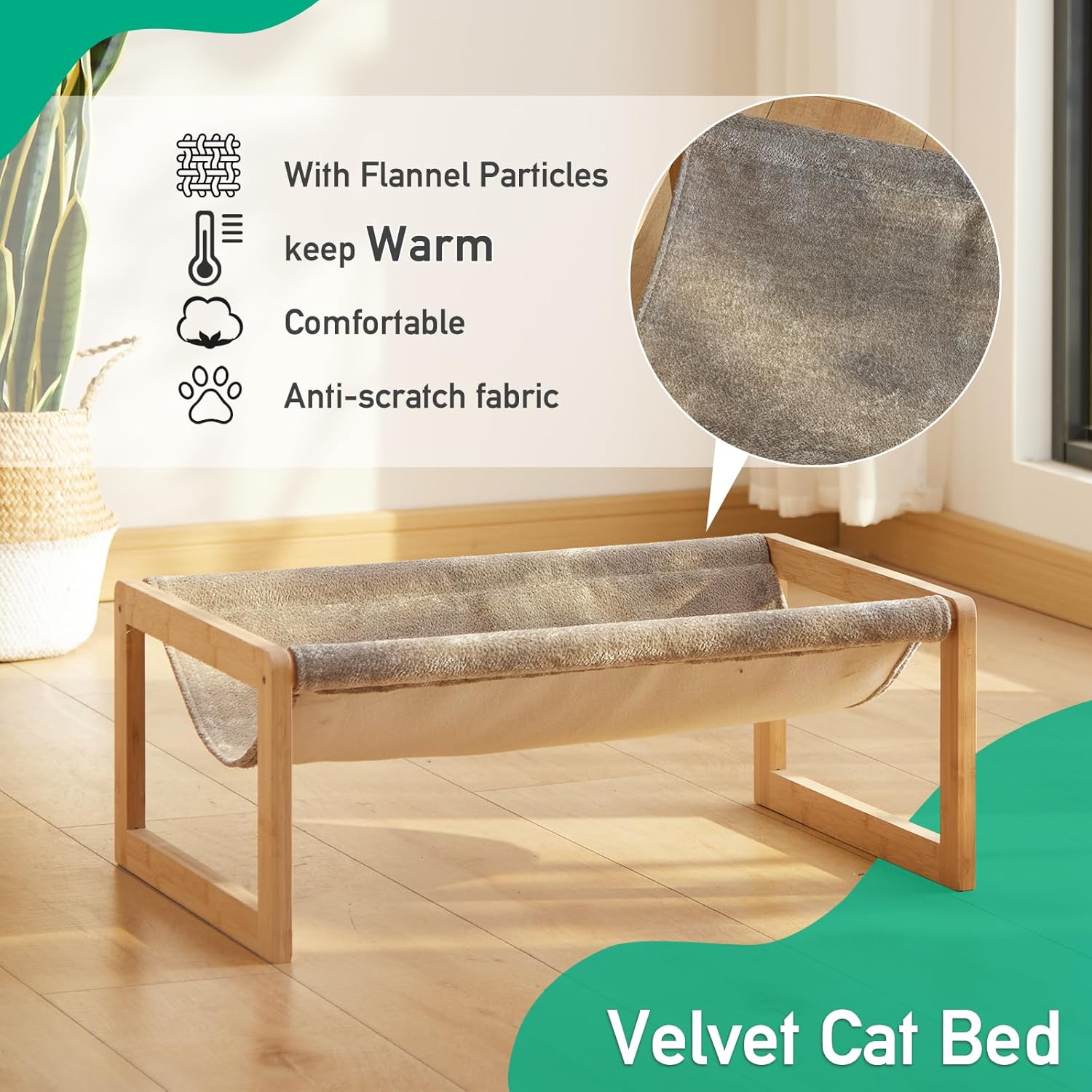 Elevated Cat Bed, Large Hammock for Outdoor, 25 X 16.5 Inch Pet Furniture for Kitty, Puppy, Rabbit, Bunny and Small