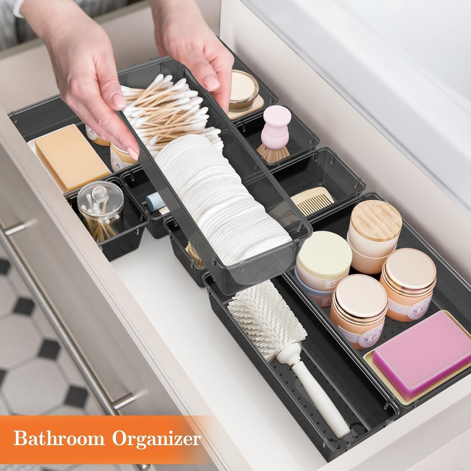 25 PCS Plastic Drawer Organizer Set, 4-Size Versatile Organizer Tool Trays & storage Bins for Makeup, Jewelry, and