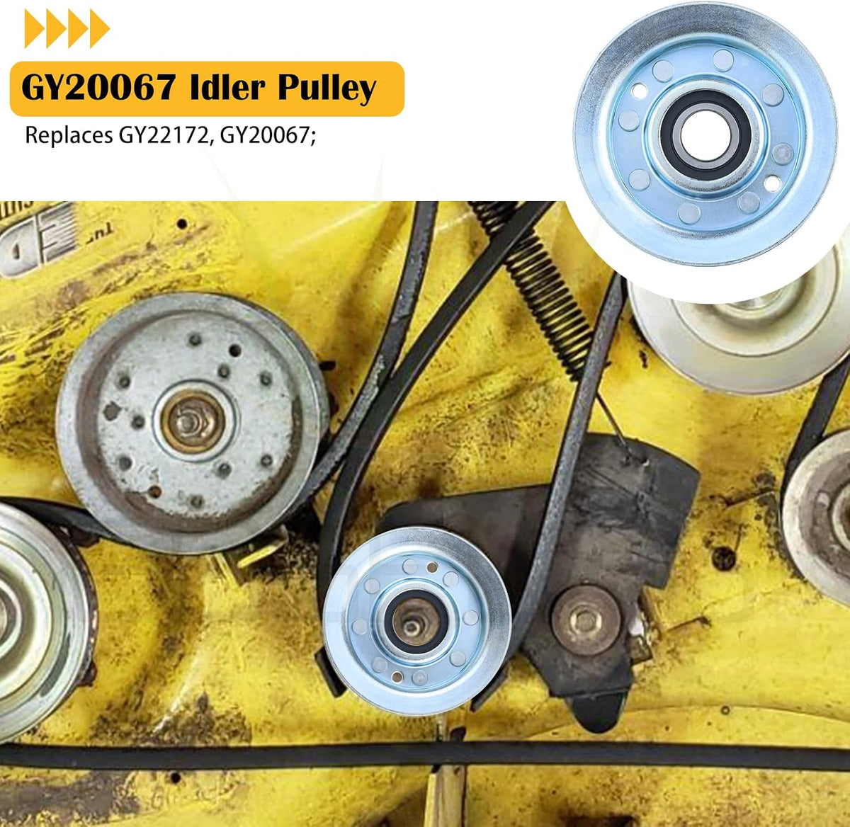 2PK GY22172 Idler Pulley for John Deere D140 L120 L130 LA145 Mowers