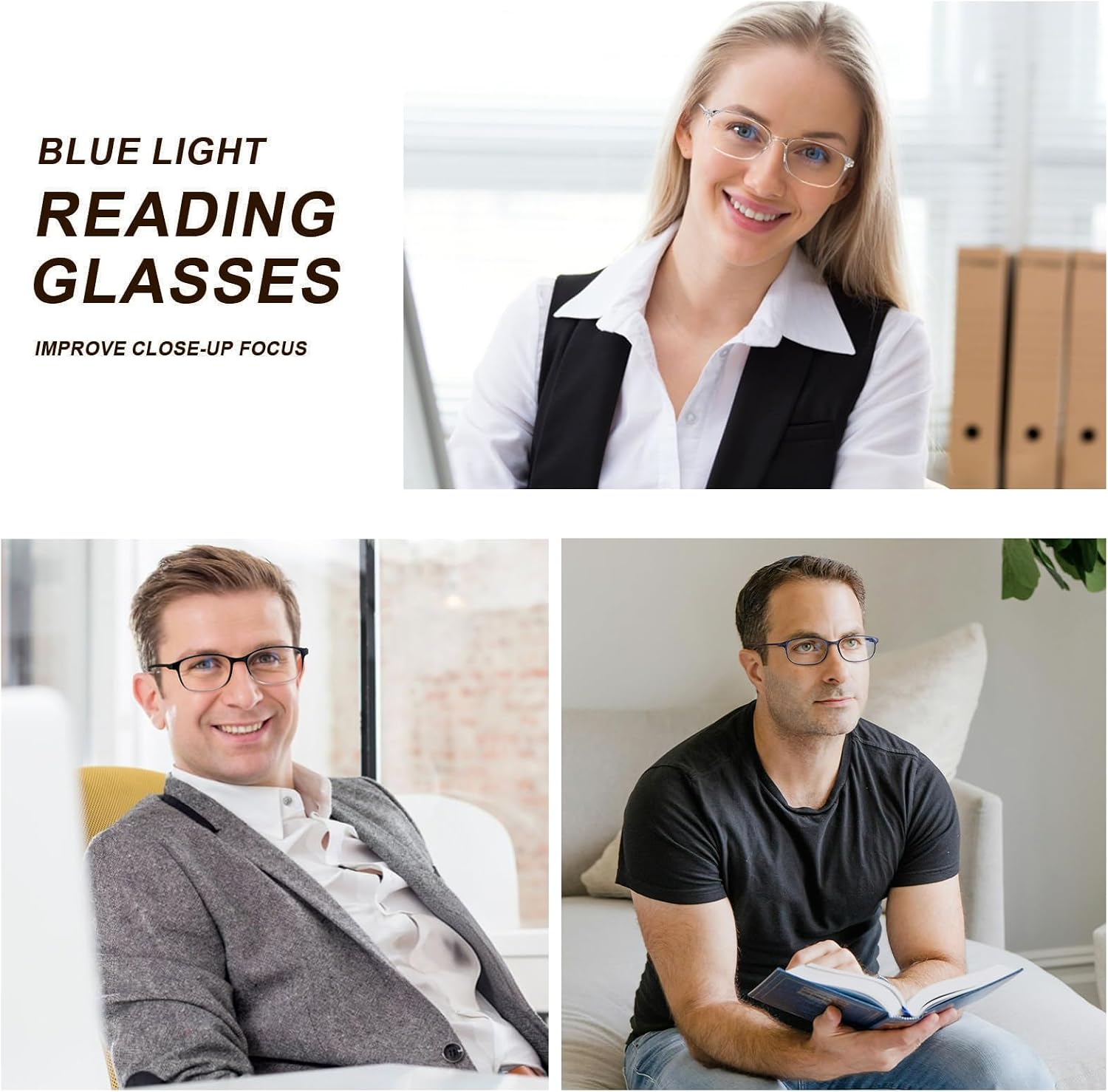 Blue Light Blocking Reading Glasses Women Men, Lightweight Flexible TR90 Computer Readers Unbreakable Cheaters Glasses