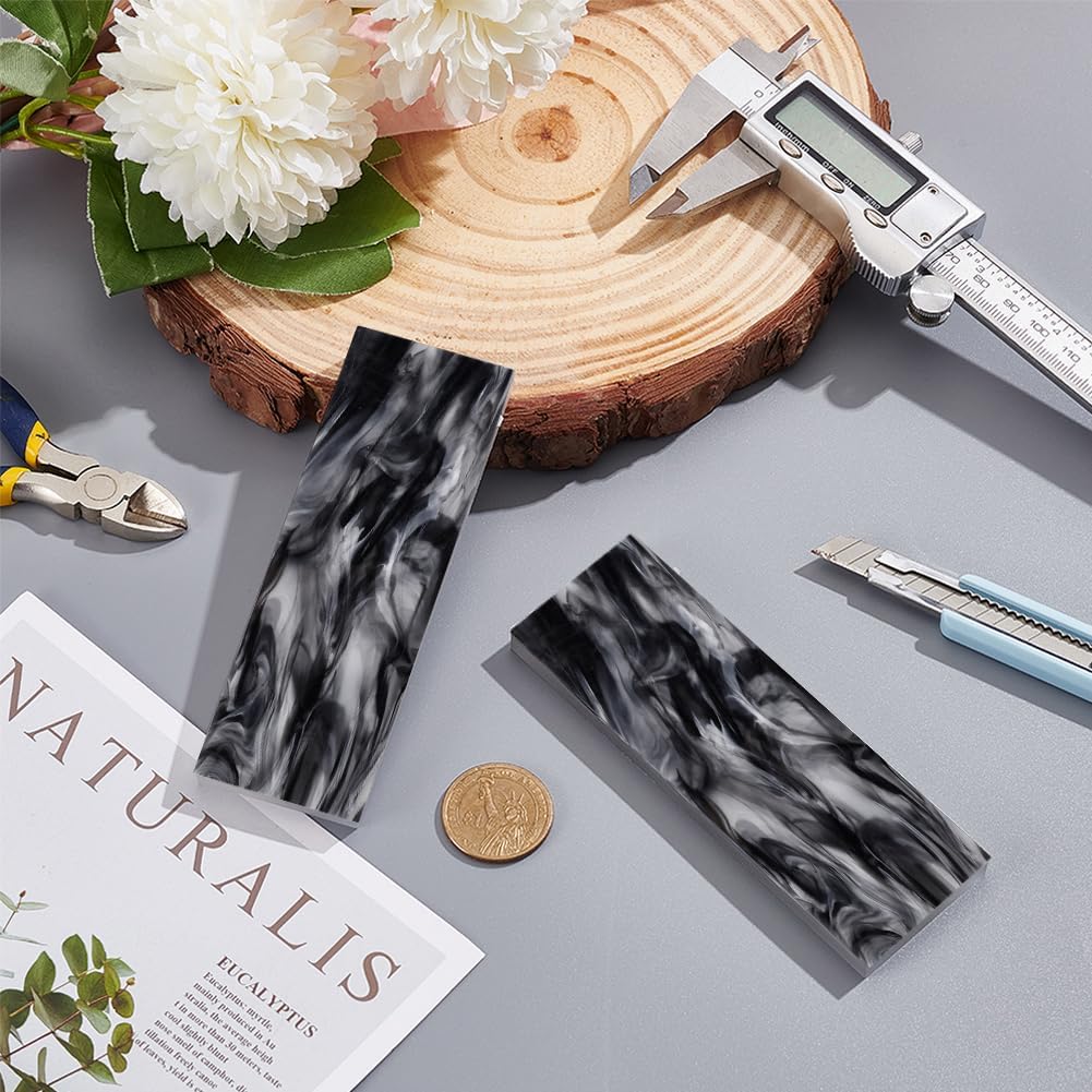 2Pcs Marble Pattern Knife Handle Scale Slabs Grips, Acrylic Knives Handle Custom DIY Material Tool for Knife Making