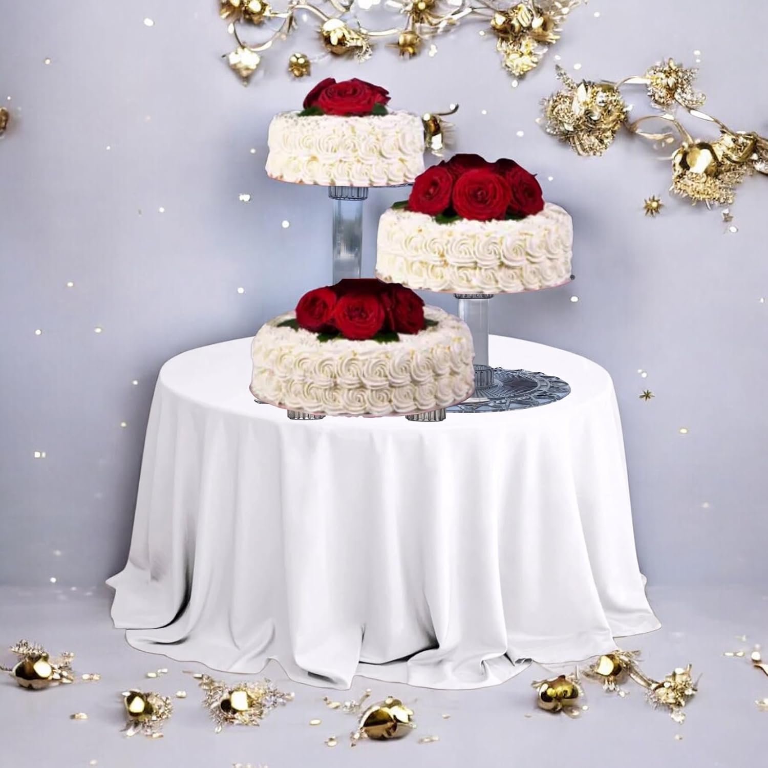 3 Tier Acrylic Wedding Cake Stand Set, Multi-Tier Cake Cupcake Holder, Topper Dessert Table Display Set, Tiered Tray