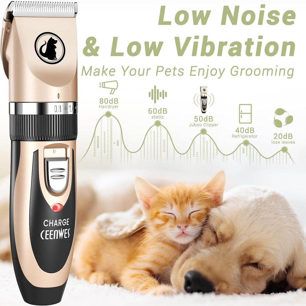 Dog Clippers Low Noise Pet Clippers Rechargeable Trimmer Cordless Grooming Tool Professional Dog Hair Trimmer with