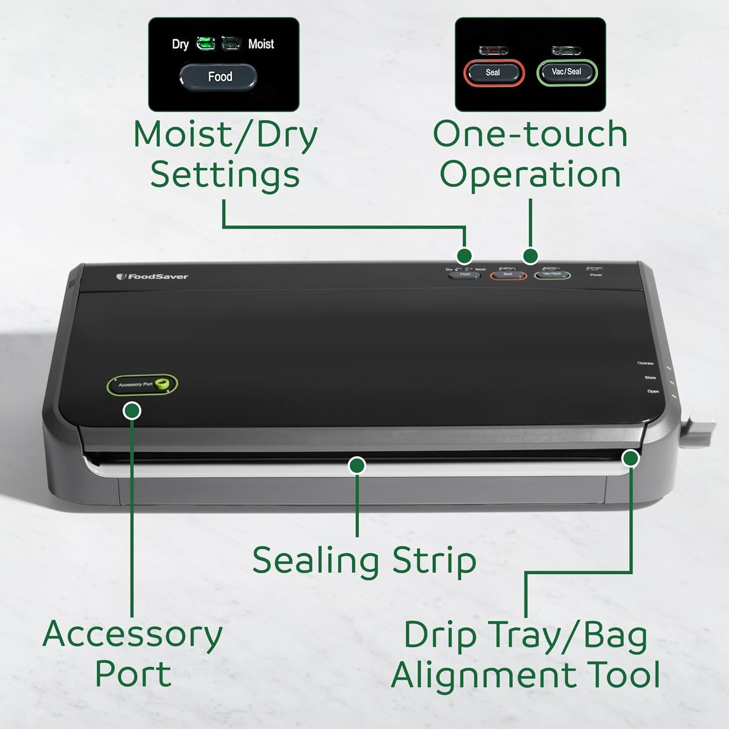 Vacuum Sealer Machine, Automatic Bag Detection, Sous Vide Friendly, with sealer bags, roll, handheld vacuum sealer