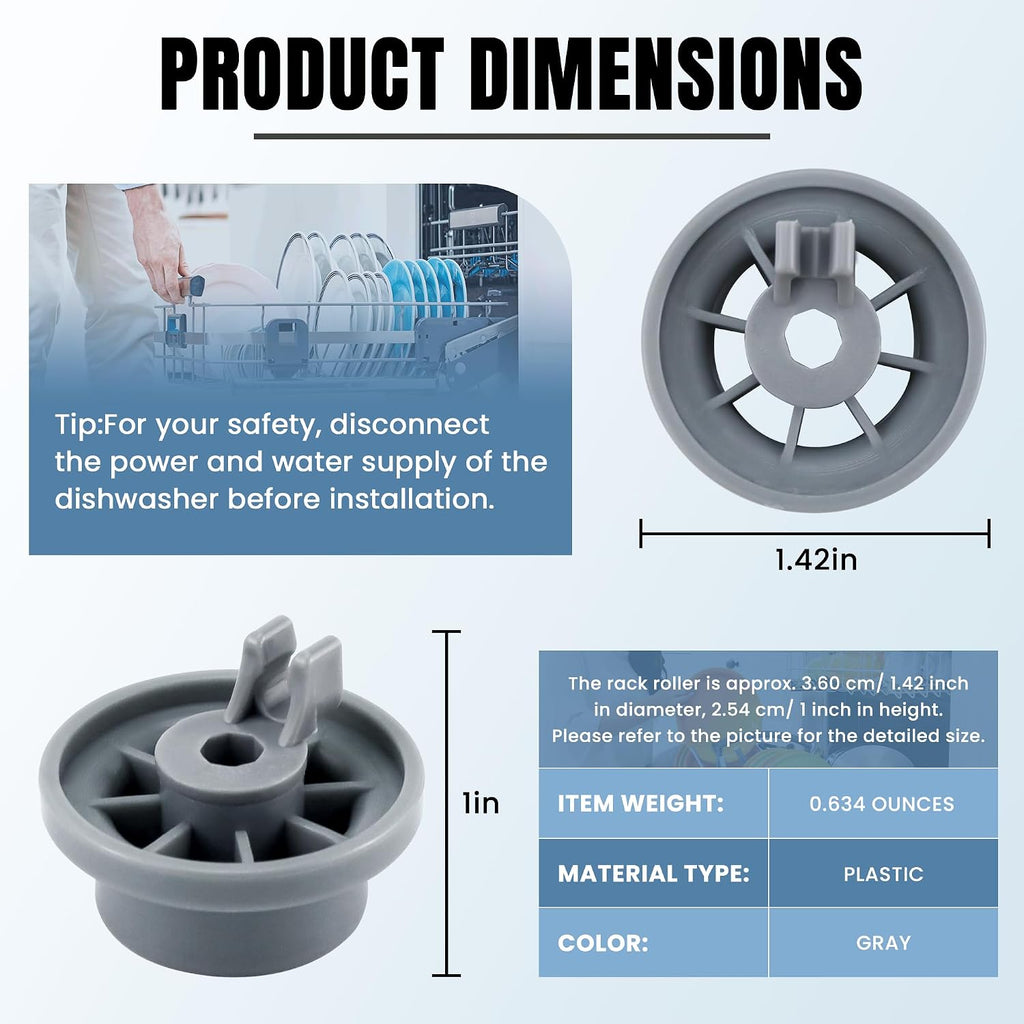 165314 Dishwasher Rack Wheels Fit for Bo-sch Ken-more,4 Pack