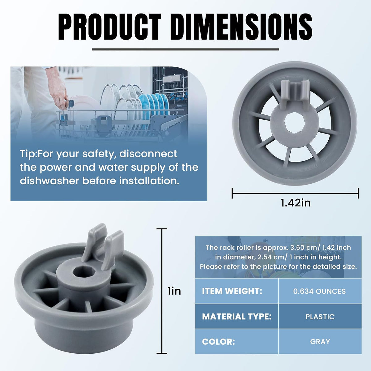 165314 Dishwasher Rack Wheels Fit for Bo-sch Ken-more,4 Pack