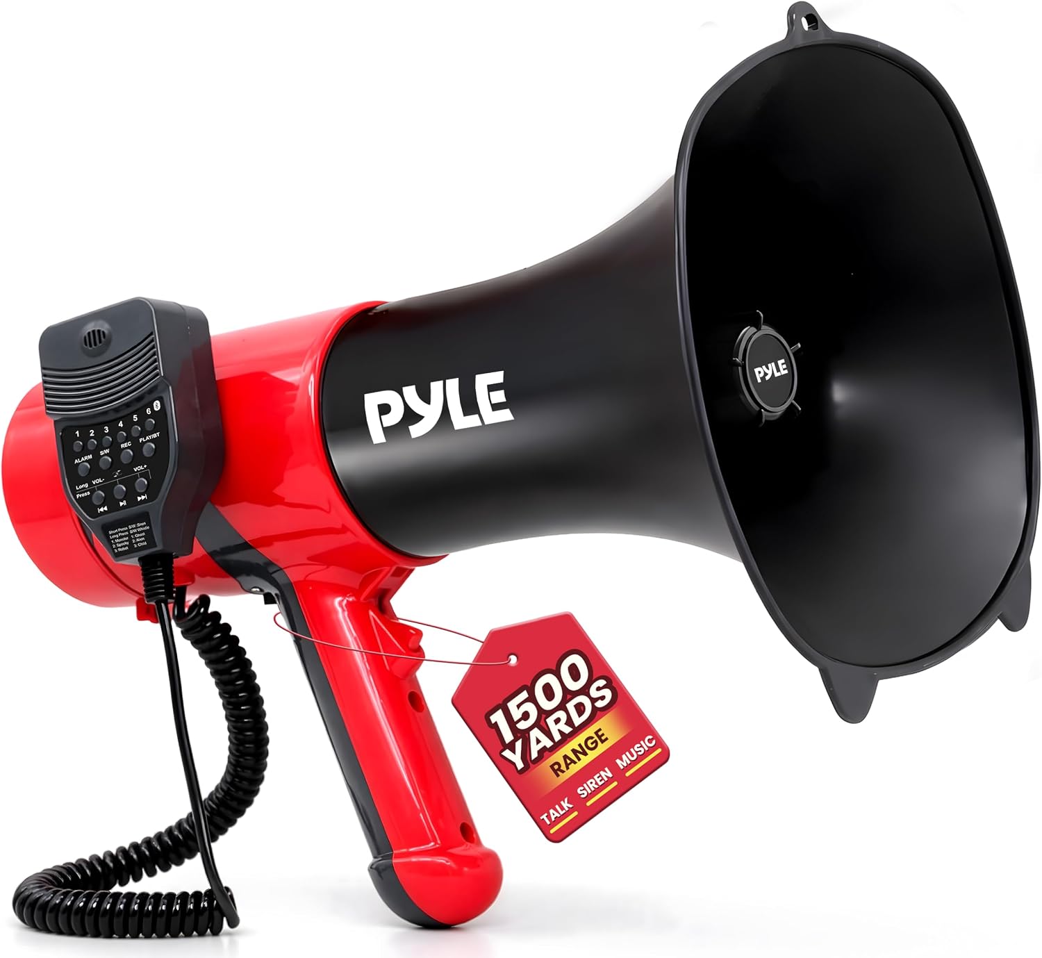 Portable Megaphone Bullhorn - Bluetooth Compatible PA Speaker with Built-in Voice Changer, 1500 Yard Range, Siren