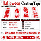 4Pk 3" x118ft Halloween Caution Tape for Haunted House Decor