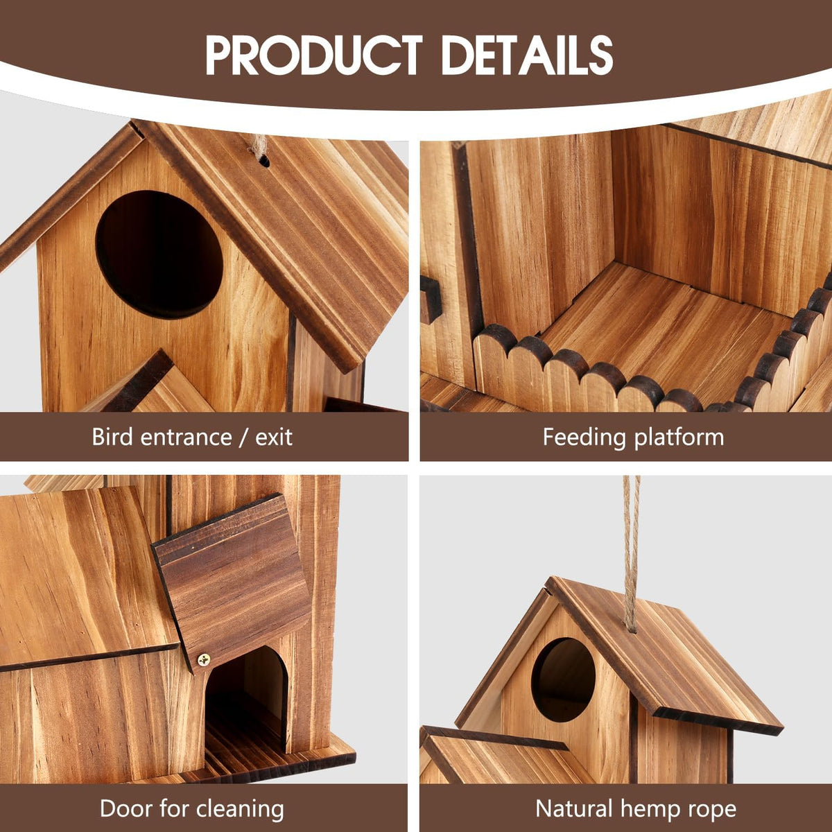 Bird Houses for Outside, Outdoor 3-Hole Large Birdhouse Bird Feeder for Bluebirds, Finches, Cardinals and Yellow