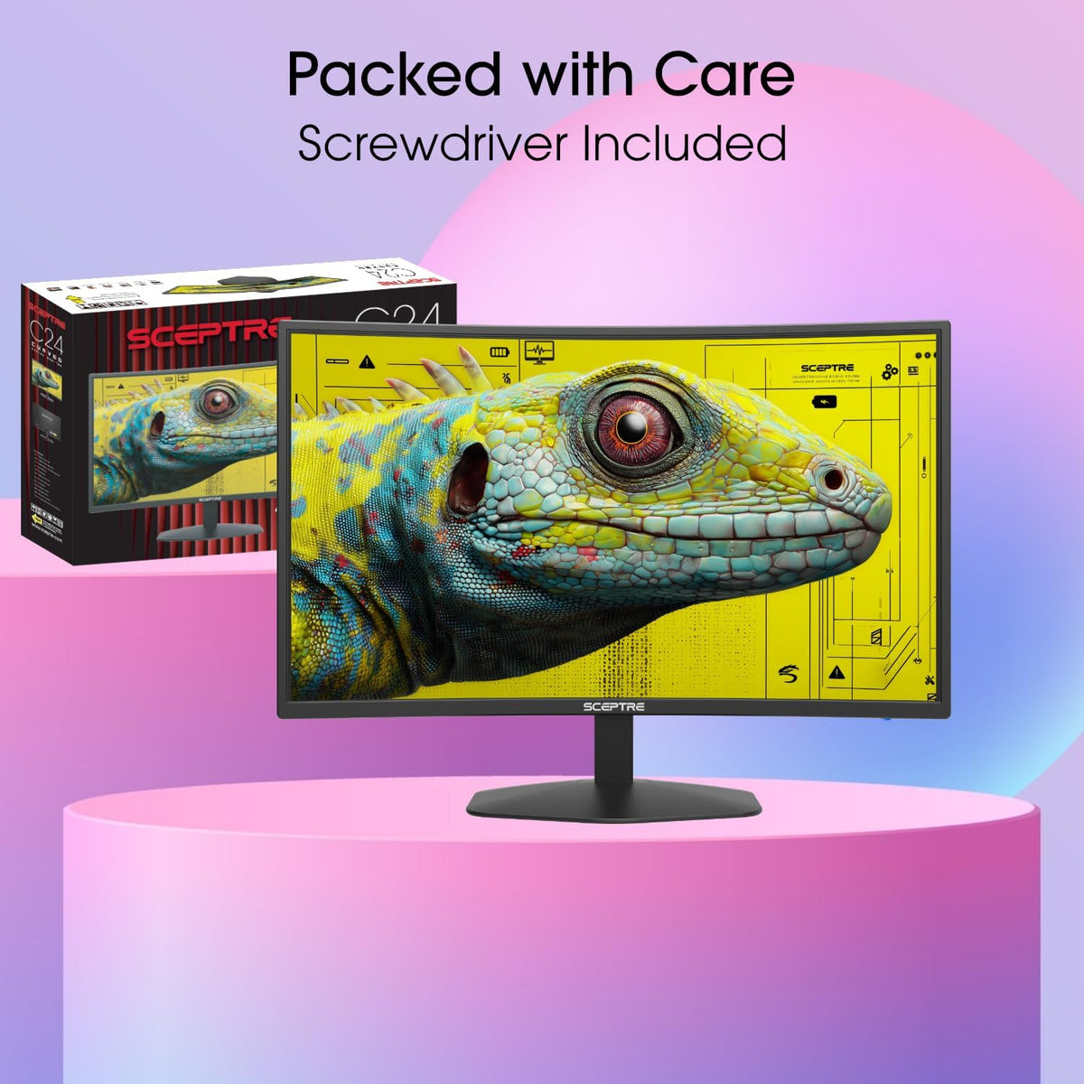 New! Sceptre Curved 24-inch Prime Gaming Monitor 1080p 1500R 1ms up to 180Hz DisplayPort x2 HDMI x2 Build-in