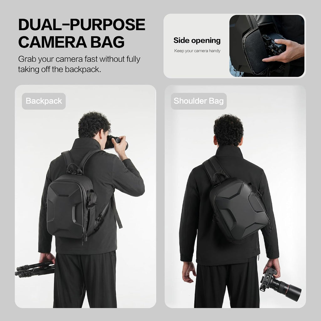S1 Hard Shell Camera Backpack, 13L for DSLR Mirrorless | Hardshell,Side Opening Pockets, Laptop Compartment and
