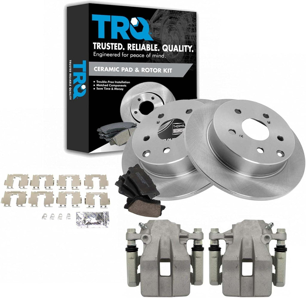 Rear Brake Pad and Rotor Set Ceramic Solid Rotors Calipers Compatible with 2006-2011 Toyota RAV4